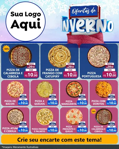 Modelo de Rede Social para Feed Instagram com o tema Ofertas de Inverno para Pizzaria