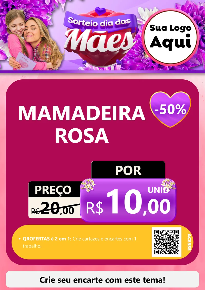 Modelo de Cartaz para Cartaz A4 Vertical com o tema Sorteio Dia das Mães para Bebês