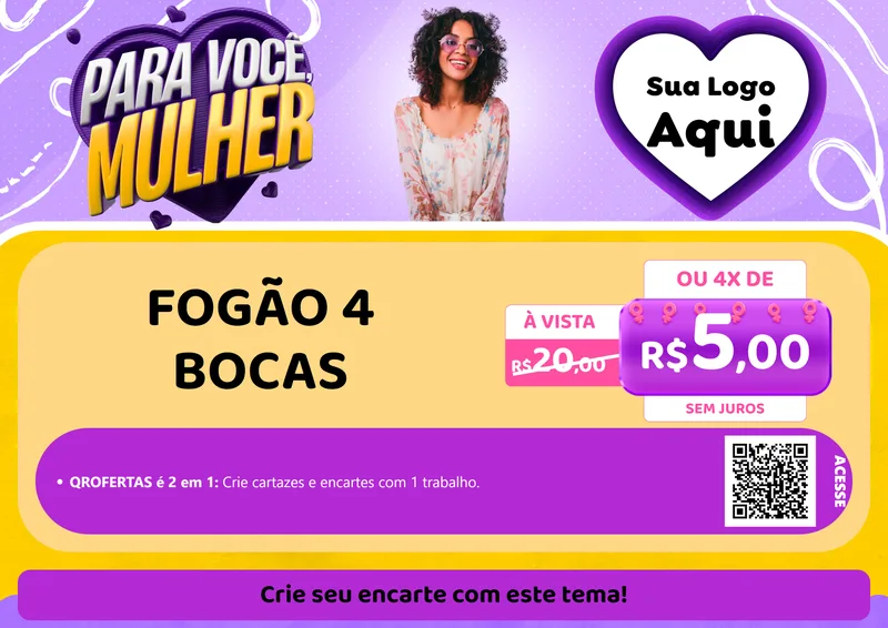 Modelo de Cartaz para Cartaz A4 Horizontal com o tema Para Você, Mulher para Móveis e Eletro