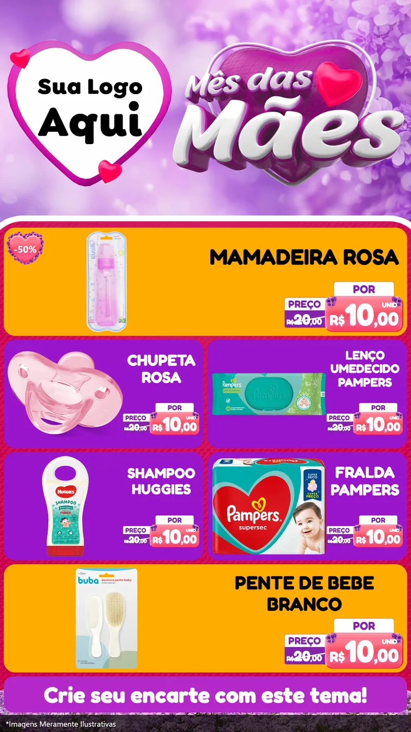 Modelo de TV para TV Vertical com o tema Mês das Mães para Bebês