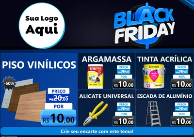 Modelo de Encarte para Encarte A4 Horizontal com o tema Black Friday para Material para Construção