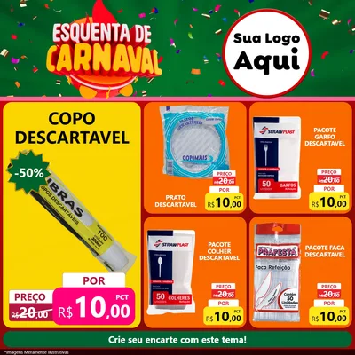 Modelo de Rede Social para Feed Facebook com o tema Esquenta de Carnaval para Embalagens