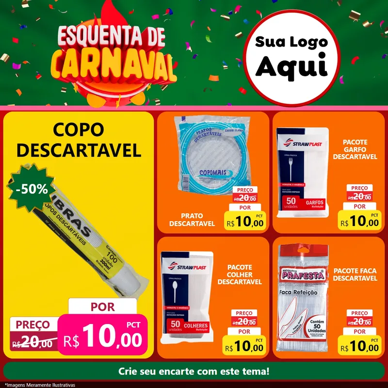 Modelo de Rede Social para Feed Facebook com o tema Esquenta de Carnaval para Embalagens