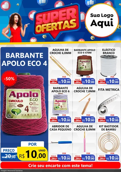 Modelo de Encarte para Encarte A4 Vertical com o tema Super Ofertas para Armarinho e Aviamentos
