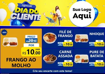 Modelo de Encarte para Encarte A4 Horizontal com o tema Especial Dia do Cliente para Restaurante