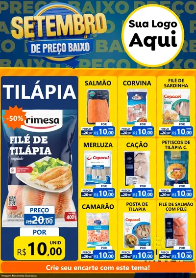 Modelo de Encarte para Encarte A4 Vertical com o tema Setembro De Preço Baixo para Peixaria