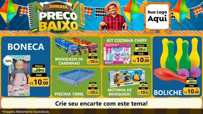 Modelo de TV para TV Horizontal com o tema Arraiá de Preço Baixo - Junina para Brinquedos