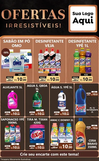 Modelo de Encarte para Encarte Grande com o tema Ofertas Irresistíveis! para Produtos de Limpeza