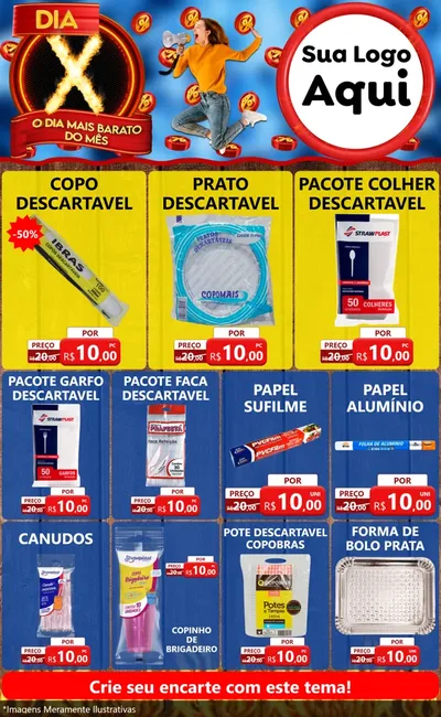 Modelo de Encarte para Encarte Grande com o tema Dia X - O Dia Mais Barato Do Mês para Embalagens