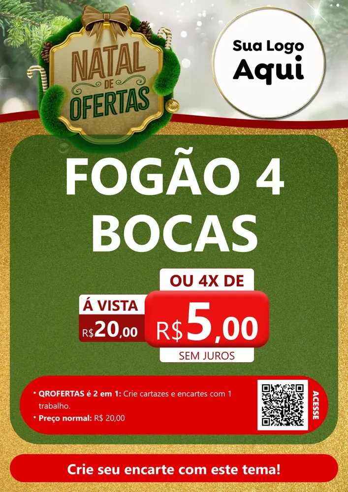 Modelo de Cartaz para Cartaz A4 Vertical com o tema Ofertas de Natal para Móveis e Eletro
