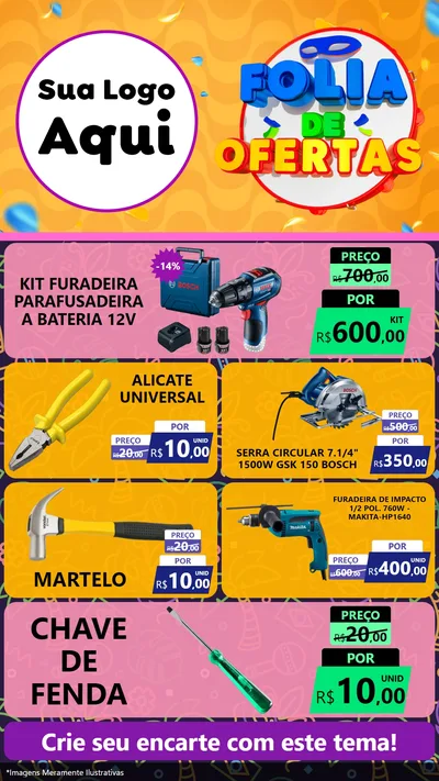 Modelo de TV para TV Vertical com o tema Folia de Ofertas para Maquinas e Ferramentas
