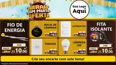 Modelo de TV para TV Horizontal com o tema Ofertas de São João - Junina para Materiais Elétricos