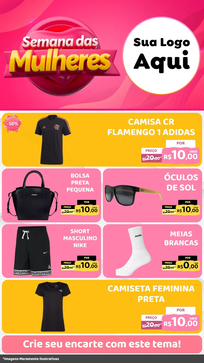 Modelo de TV para TV Vertical com o tema Semana das Mulheres para Roupas e acessórios