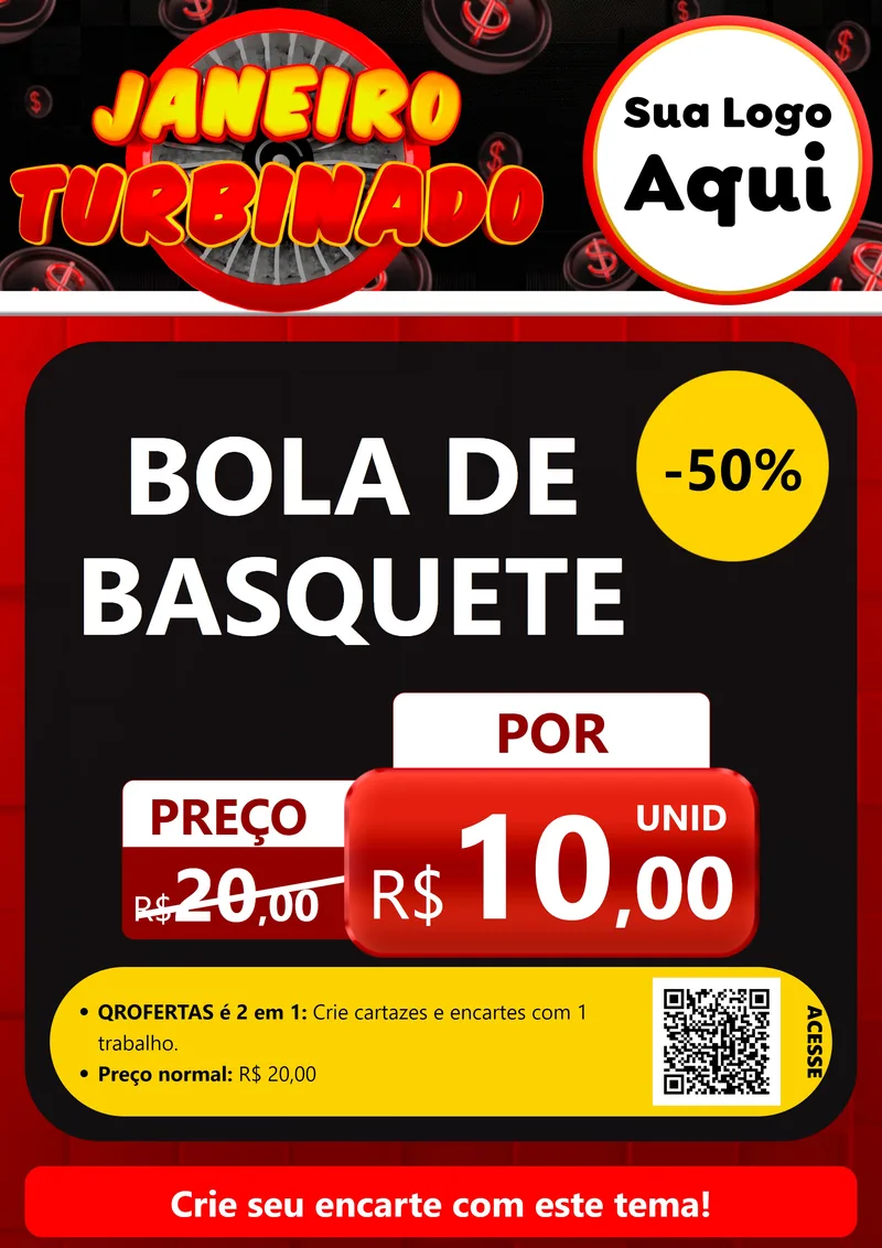 Modelo de Cartaz para Cartaz A4 Vertical com o tema Janeiro Turbinado para Artigos Esportivos
