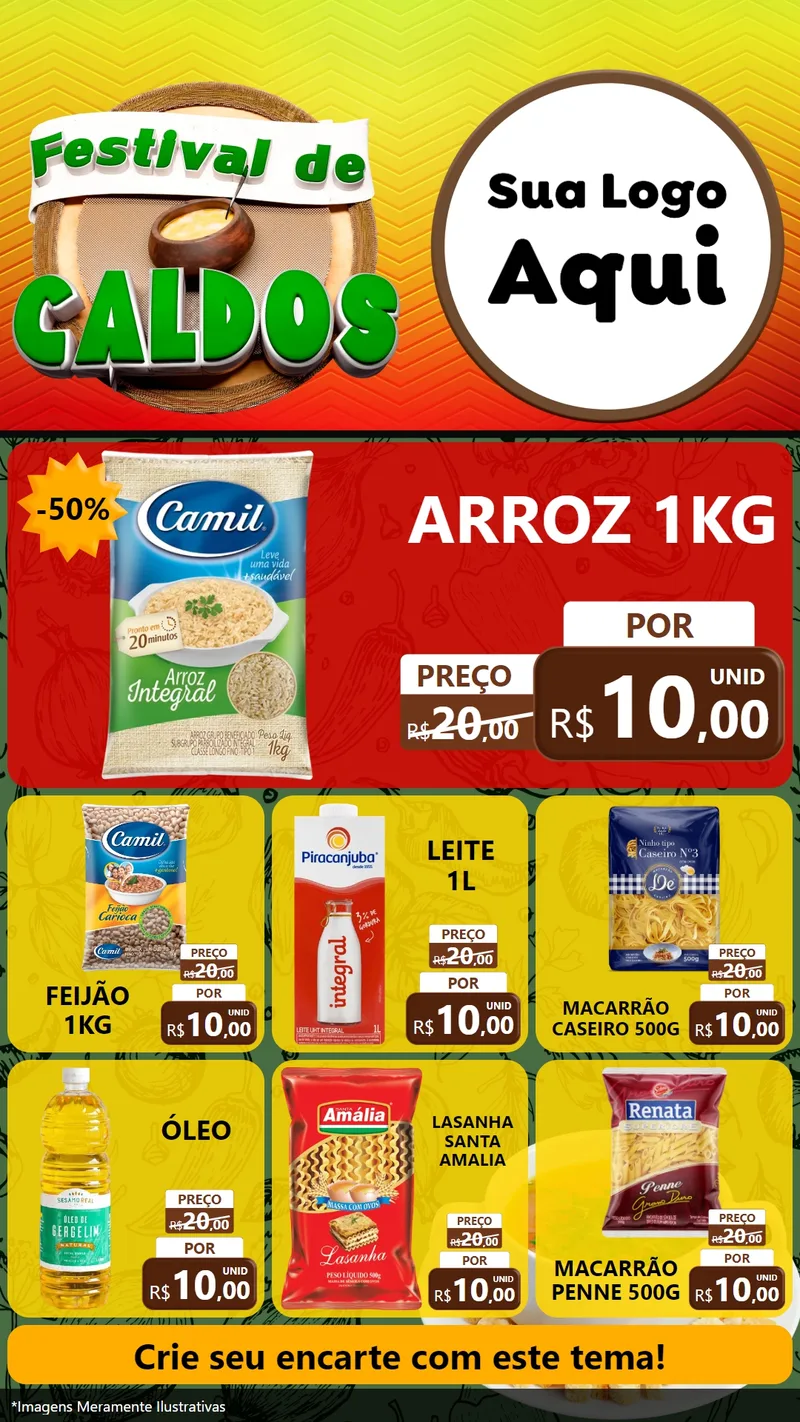 Modelo de Rede Social para Stories com o tema Festival de Caldos para Supermercado