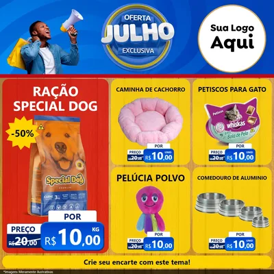 Modelo de Rede Social para Feed Facebook com o tema Oferta Exclusiva, Julho para Pet Shop