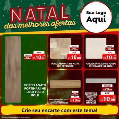 Modelo de Rede Social para Feed Facebook com o tema Natal das Melhores Ofertas para Pisos e revestimentos