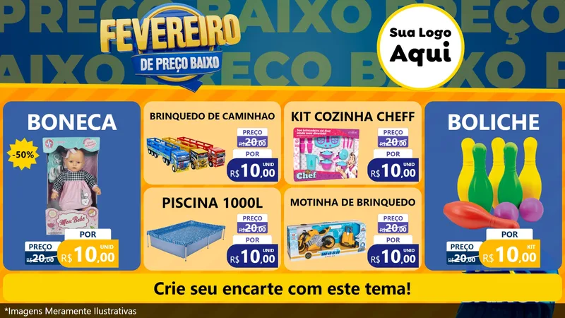 Modelo de TV para TV Horizontal com o tema Fevereiro de Preço Baixo para Brinquedos