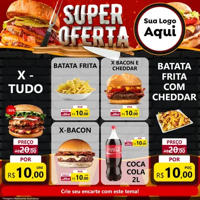 Modelo de Rede Social para Feed Facebook com o tema Super Oferta - Lanches para Hamburgueria