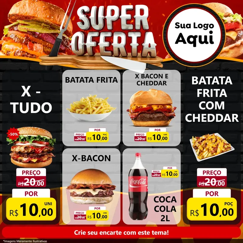 Modelo de Rede Social para Feed Facebook com o tema Super Oferta - Lanches para Hamburgueria