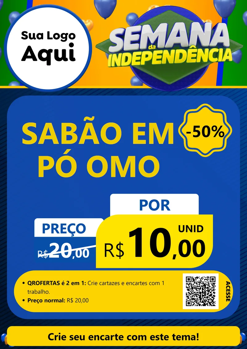 Modelo de Cartaz para Cartaz A4 Vertical com o tema Semana da Independência para Produtos de Limpeza
