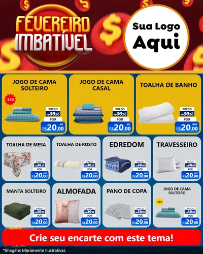 Modelo de Rede Social para Feed Instagram com o tema Fevereiro Imbatível para Cama, Mesa e Banho