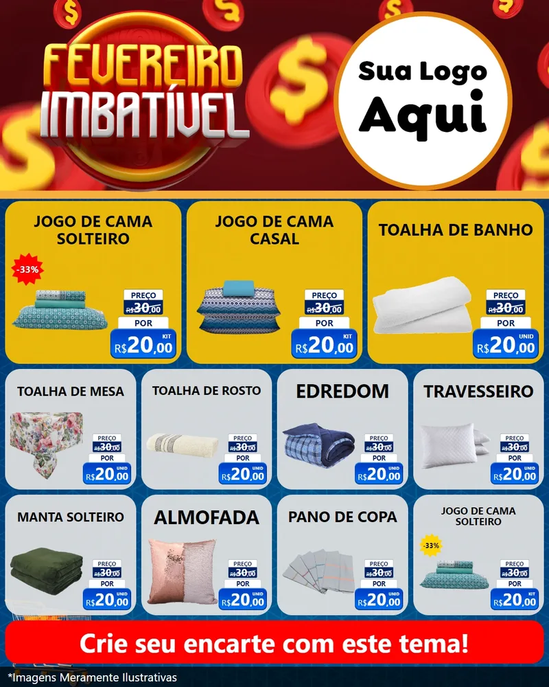 Modelo de Rede Social para Feed Instagram com o tema Fevereiro Imbatível para Cama, Mesa e Banho