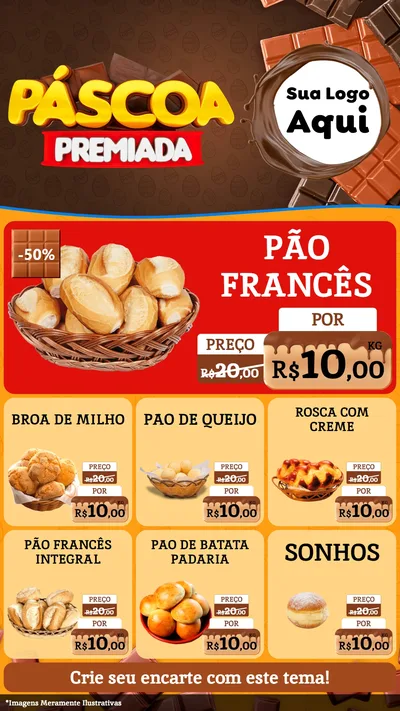 Modelo de Rede Social para Stories com o tema Páscoa Premiada para Padaria