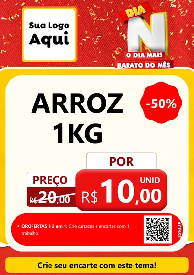 Modelo de Cartaz para Cartaz A4 Vertical com o tema Dia N o Dia Mais Barato do Mês para Supermercado