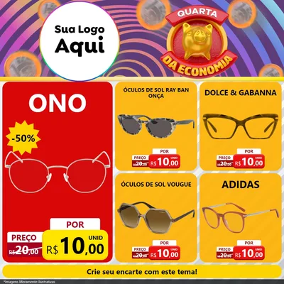 Modelo de Rede Social para Feed Facebook com o tema Quarta da Economia para Óticas