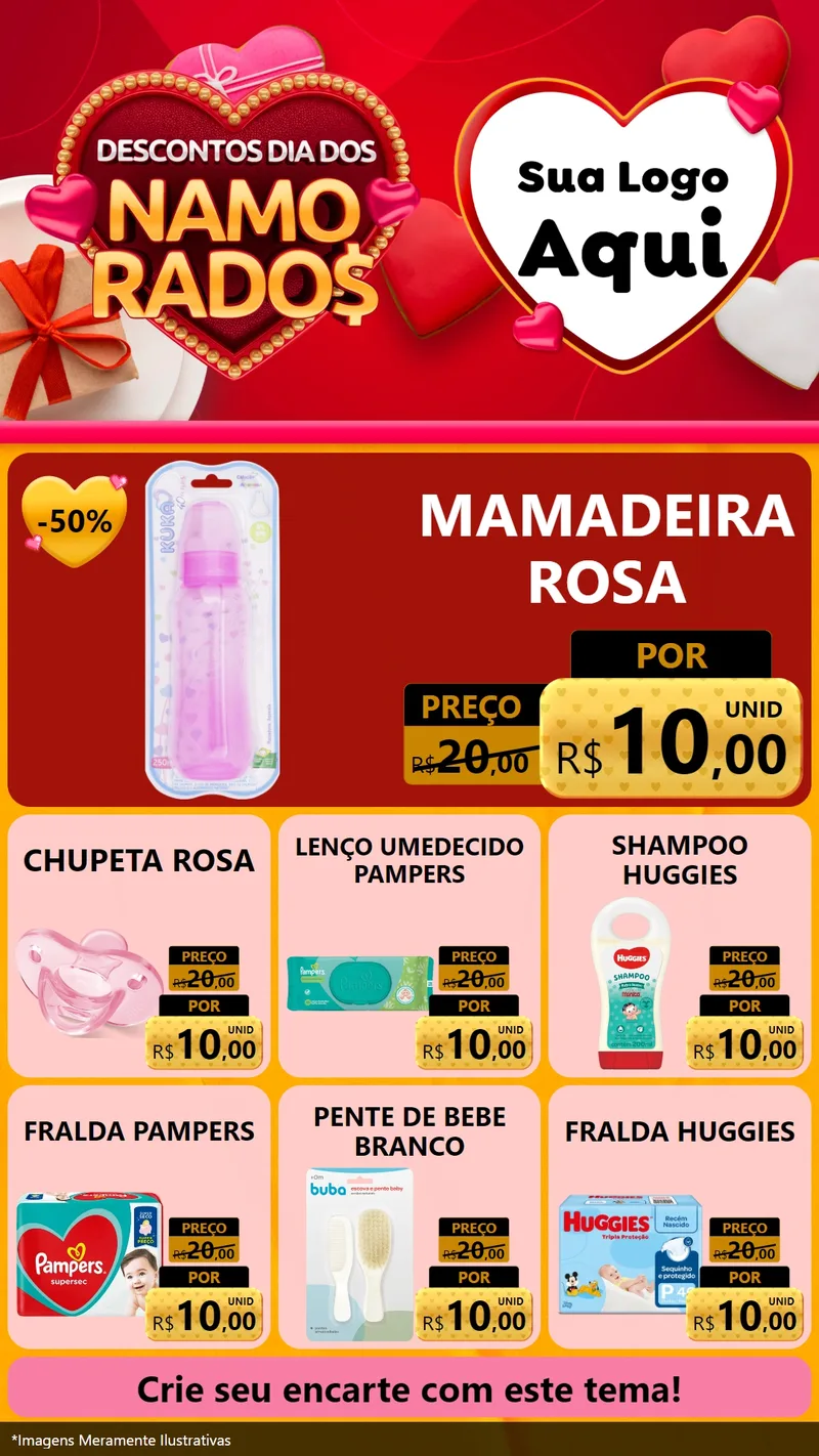 Modelo de Rede Social para Stories com o tema Descontos Dia dos Namorados para Bebês