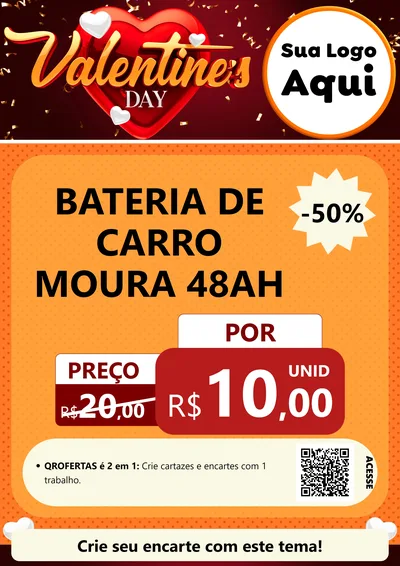 Modelo de Cartaz para Cartaz A4 Vertical com o tema Valentine's Day para Baterias Elétricas