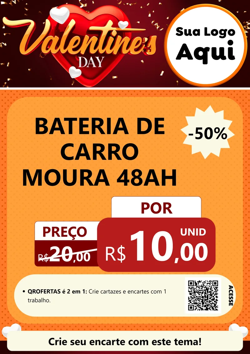 Modelo de Cartaz para Cartaz A4 Vertical com o tema Valentine's Day para Baterias Elétricas