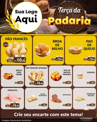 Modelo de Rede Social para Feed Instagram com o tema Terça da Padaria para Padaria