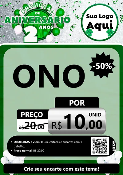 Modelo de Cartaz para Cartaz A4 Vertical com o tema Promoção de Aniversário - 2 Anos para Óticas
