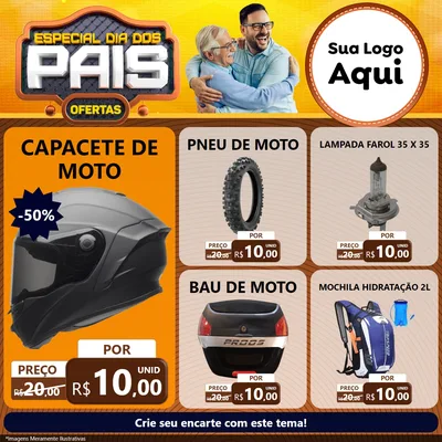 Modelo de Rede Social para Feed Facebook com o tema Especial Dia dos Pais para Moto peças