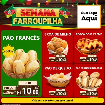 Modelo de Rede Social para Feed Facebook com o tema Semana Farroupilha para Padaria