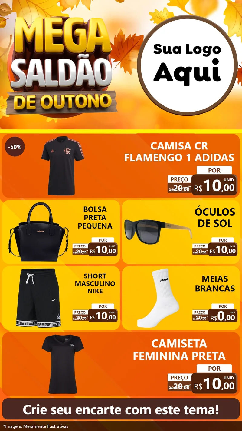 Modelo de TV para TV Vertical com o tema Mega Saldão de Outono para Roupas e acessórios