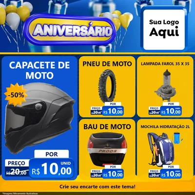 Modelo de Rede Social para Feed Facebook com o tema Aniversário para Moto peças