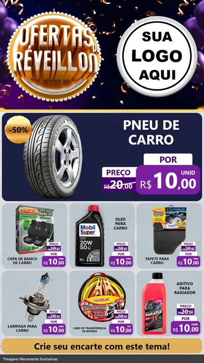 Modelo de Rede Social para Stories com o tema Ofertas de Réveillon para Auto peças