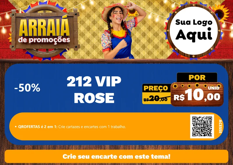 Modelo de Cartaz para Cartaz A4 Horizontal com o tema Arraiá de Promoções para Perfumes