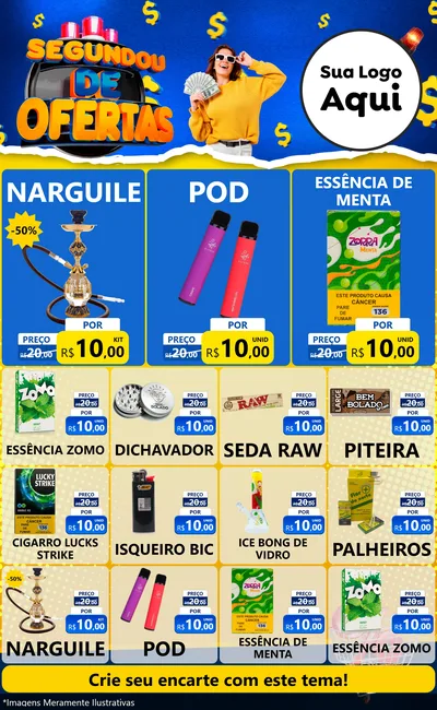 Modelo de Encarte para Encarte Grande com o tema Segundou de Ofertas para Tabacaria
