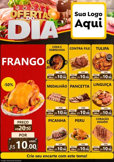Modelo de Encarte para Encarte A4 Vertical com o tema Ofertas do Dia para Assados