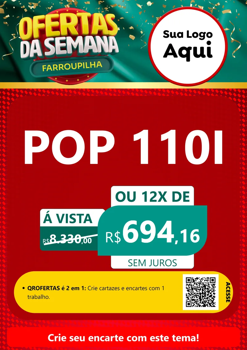 Modelo de Cartaz para Cartaz A4 Vertical com o tema Ofertas da Semana Farroupilha para Concessionaria de Motos