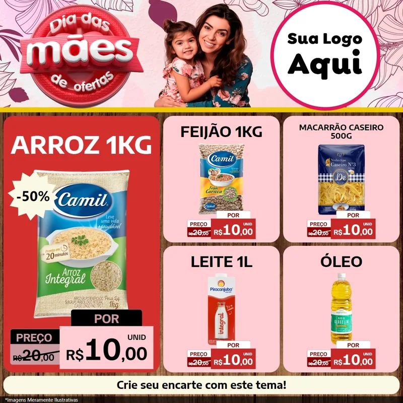 Modelo de Rede Social para Feed Facebook com o tema Dia Das Mães De Ofertas para Supermercado