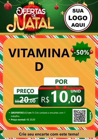 Modelo de Cartaz para Cartaz A4 Vertical com o tema Ofertas de Natal para Farmácia