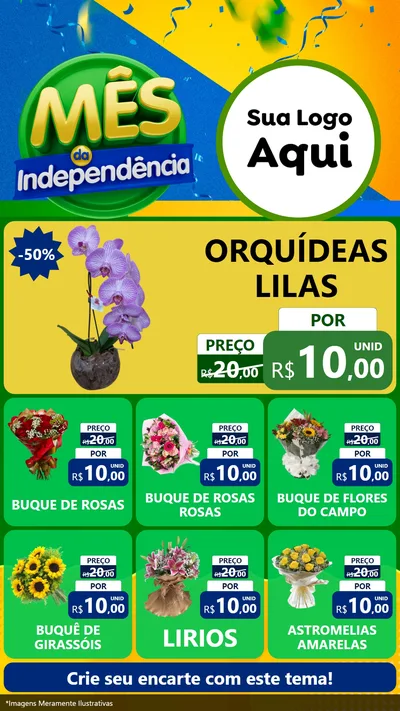 Modelo de Rede Social para Stories com o tema Mês da Independência para Floricultura e jardim