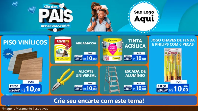 Modelo de TV para TV Horizontal com o tema Dia Dos Pais Repleto de Ofertas para Material para Construção
