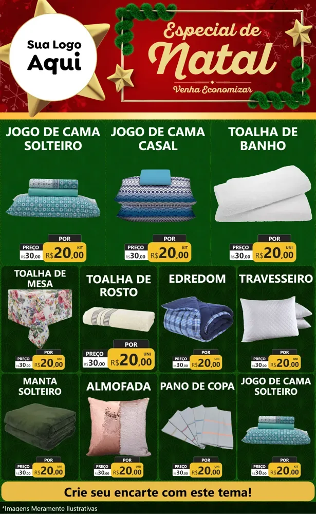 Modelo de Encarte para Encarte Grande com o tema Especial de Natal para Cama, Mesa e Banho