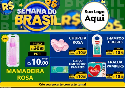 Modelo de Encarte para Encarte A4 Horizontal com o tema Semana Do Brasil para Bebês
